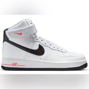 Men’s Nike Air Force 1 High Top White Crimson Black - Size 8.5